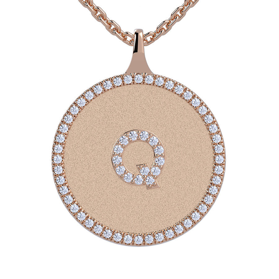 Q - Initial Diamond Medallion Pendant
