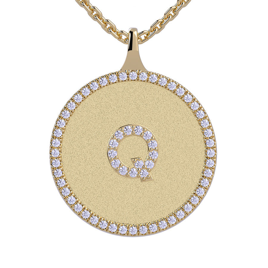 Q - Initial Diamond Medallion Pendant
