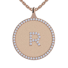R - Initial Diamond Medallion Pendant