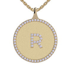 R - Initial Diamond Medallion Pendant