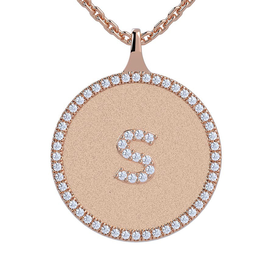 S - Initial Diamond Medallion Pendant