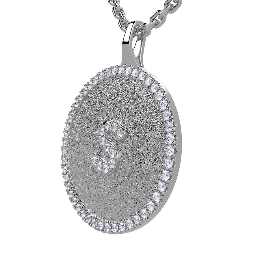 S - Initial Diamond Medallion Pendant