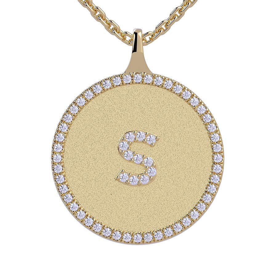 S - Initial Diamond Medallion Pendant