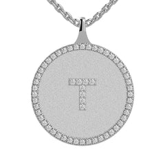T - Initial Diamond Medallion Pendant