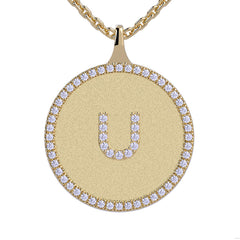 U - Initial Diamond Medallion Pendant