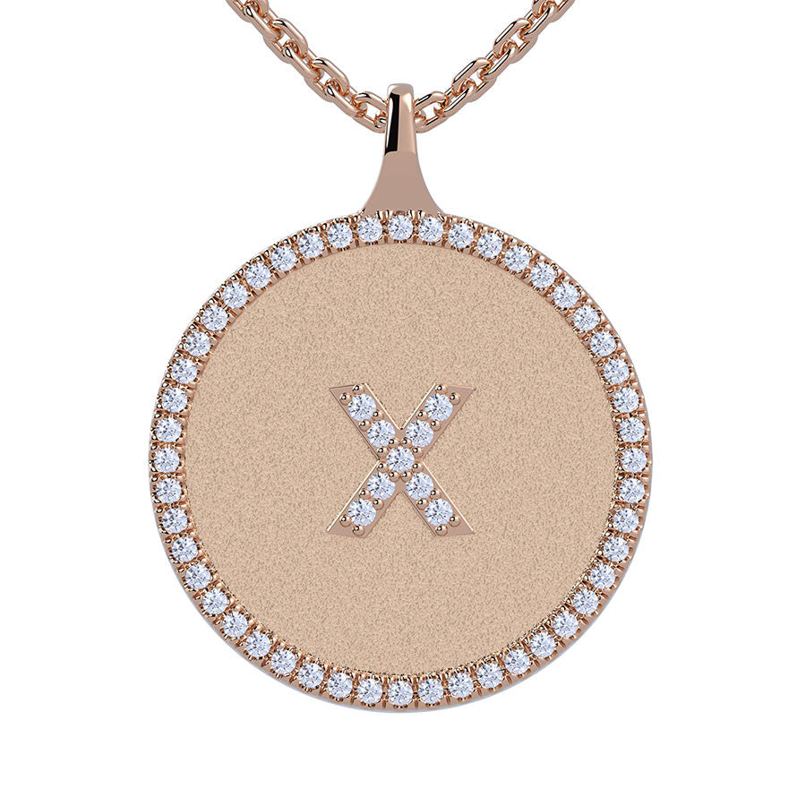 X - Initial Diamond Medallion Pendant