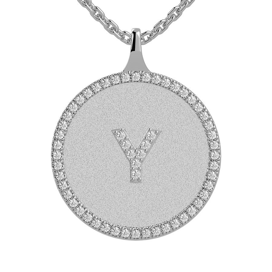 Y - Initial Diamond Medallion Pendant