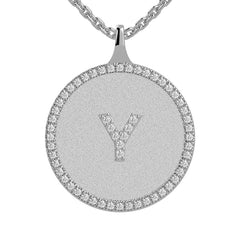 Y - Initial Diamond Medallion Pendant