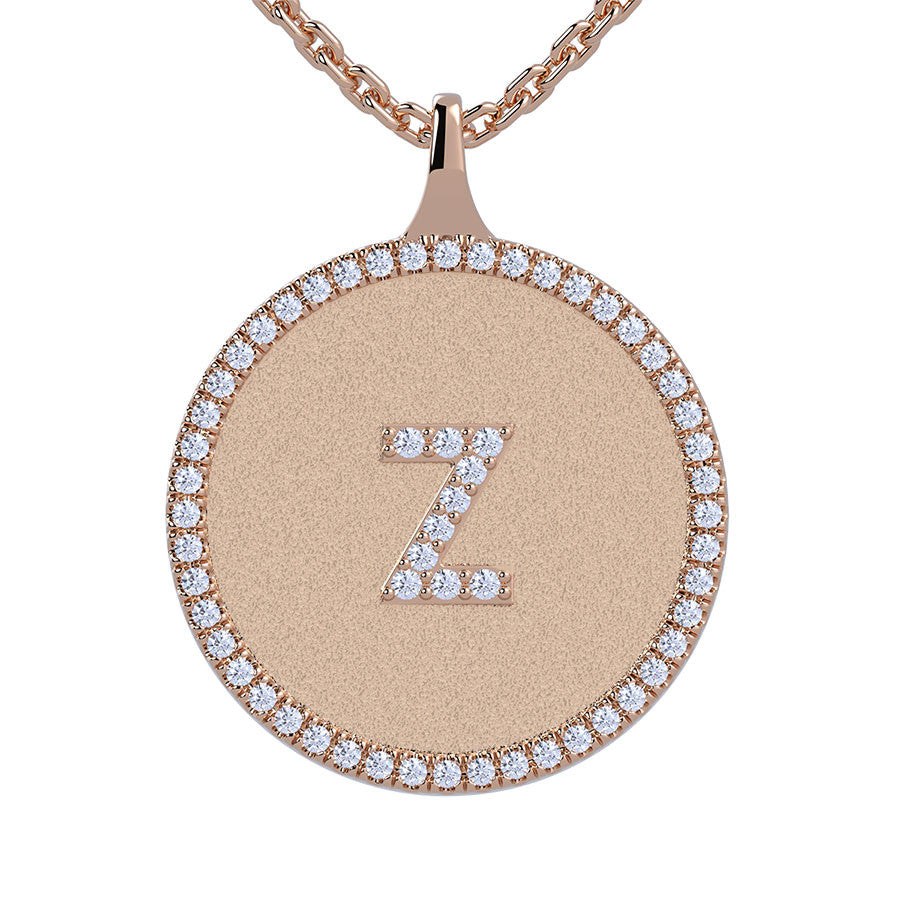 Z - Initial Diamond Medallion Pendant