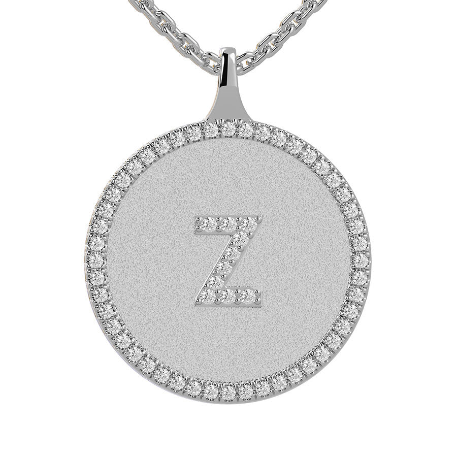 Z - Initial Diamond Medallion Pendant