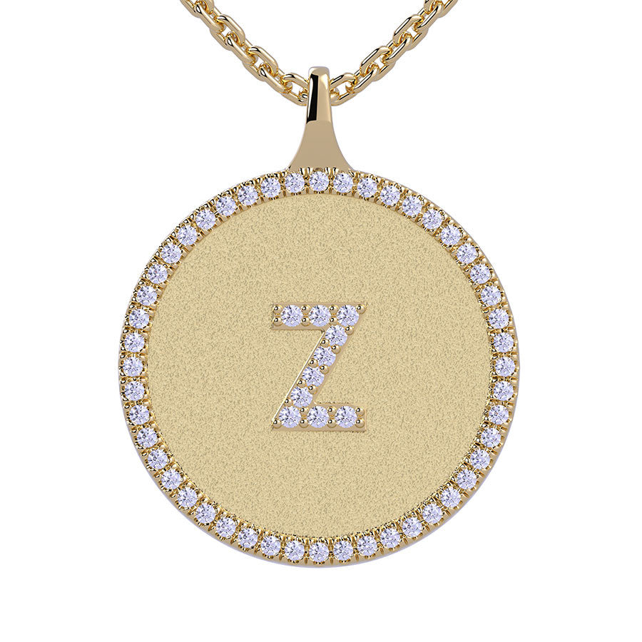 Z - Initial Diamond Medallion Pendant