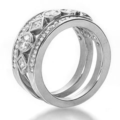 Round & Princess cut Moissanite Right Hand Ring, 1.9ct