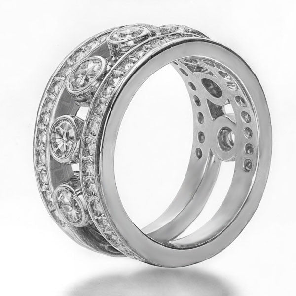 Round Brilliant Moissanite Right Hand Ring, 1.75ct
