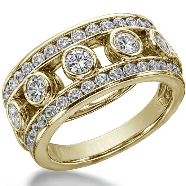 Round Brilliant Moissanite Right Hand Ring, 1.75ct
