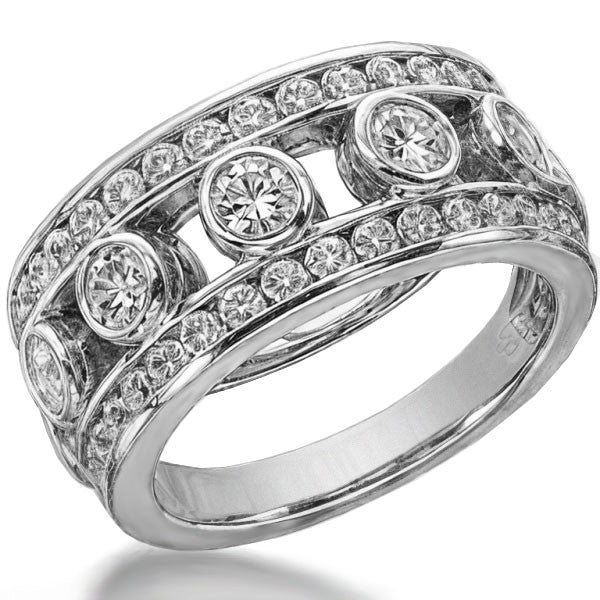 Round Brilliant Moissanite Right Hand Ring, 1.75ct