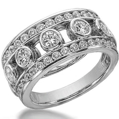 Round Brilliant Moissanite Right Hand Ring, 1.75ct