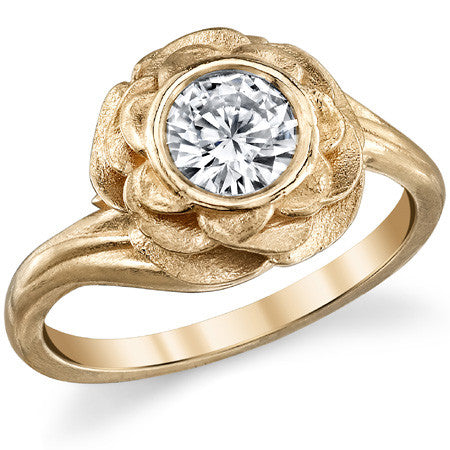 Flower Style Bezel Round Brilliant Moissanite Ring