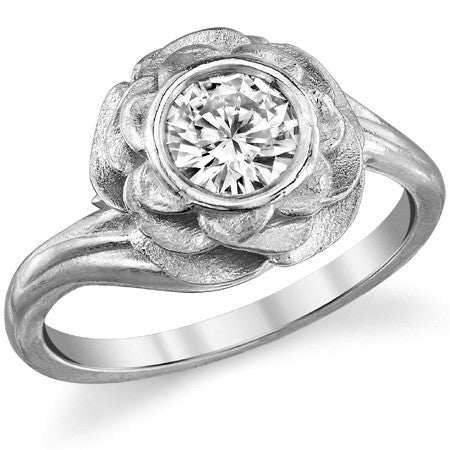 Flower Style Bezel Round Brilliant Moissanite Ring