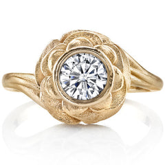 Flower Style Bezel Round Brilliant Moissanite Ring