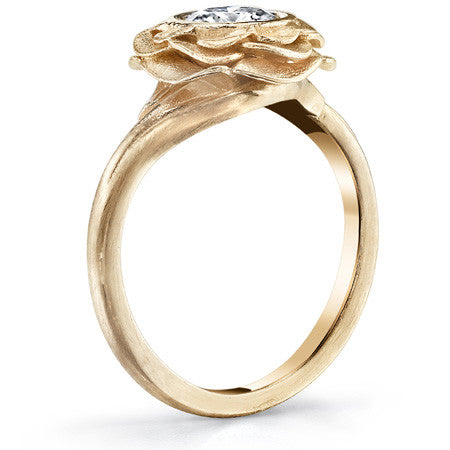 Flower Style Bezel Round Brilliant Moissanite Ring