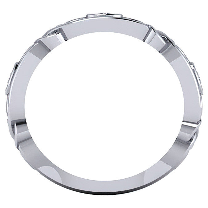 Round Bezel Moissanite Celtic Style Right Hand Ring