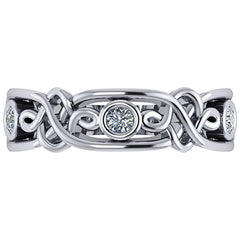 Round Bezel Moissanite Celtic Style Right Hand Ring