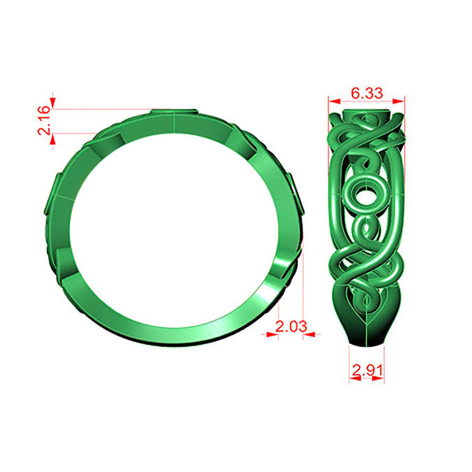 Round Bezel Moissanite Celtic Style Right Hand Ring