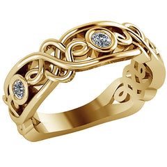 Round Bezel Moissanite Celtic Style Right Hand Ring