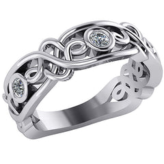 Round Bezel Moissanite Celtic Style Right Hand Ring
