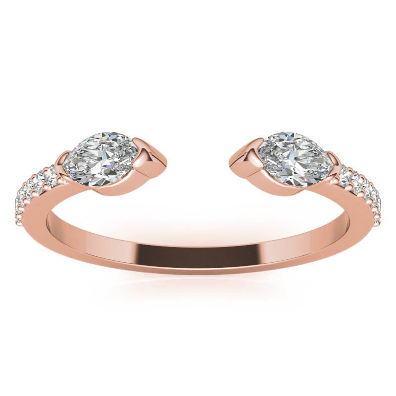 Round and Marquise Two-Stone Open Moissanite Ring