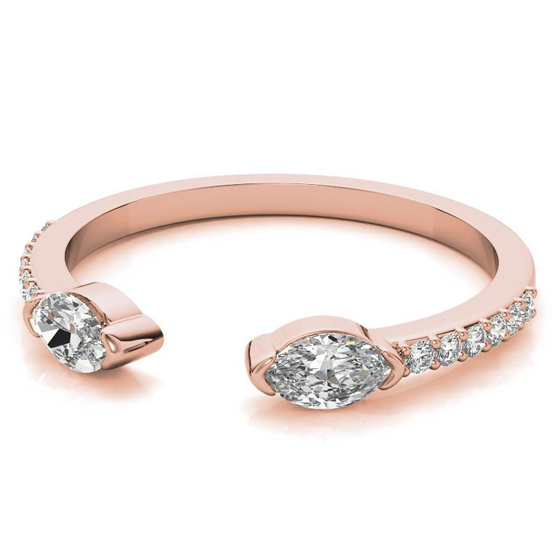 Round and Marquise Two-Stone Open Moissanite Ring