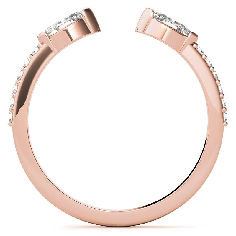 Round and Marquise Two-Stone Open Moissanite Ring