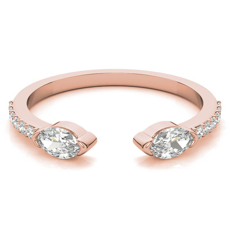 Round and Marquise Two-Stone Open Moissanite Ring