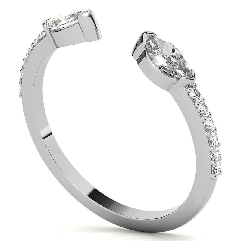Round and Marquise Two-Stone Open Moissanite Ring