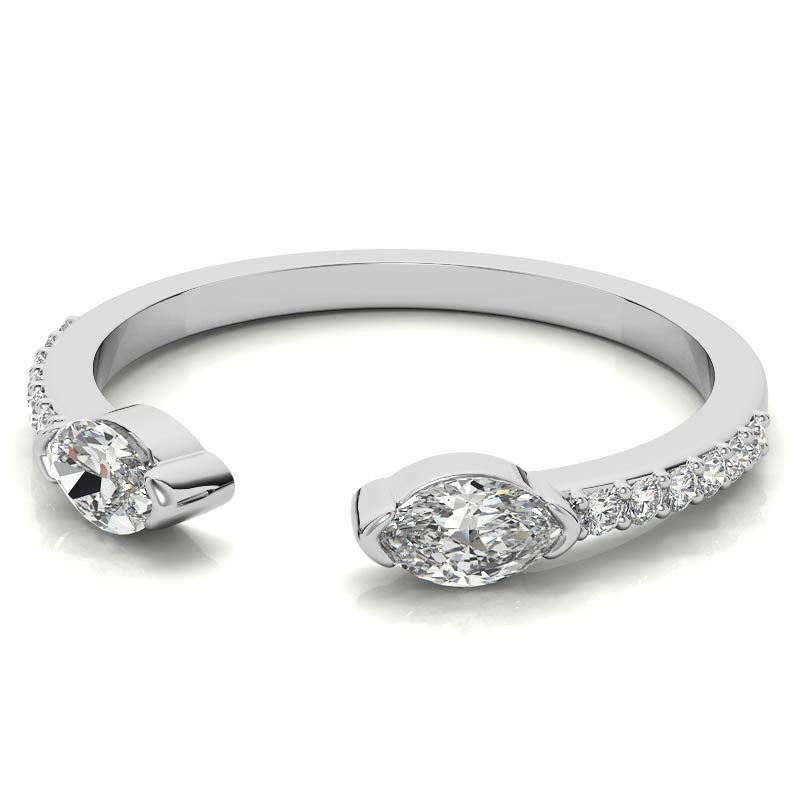 Round and Marquise Two-Stone Open Moissanite Ring