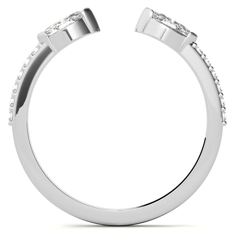 Round and Marquise Two-Stone Open Moissanite Ring