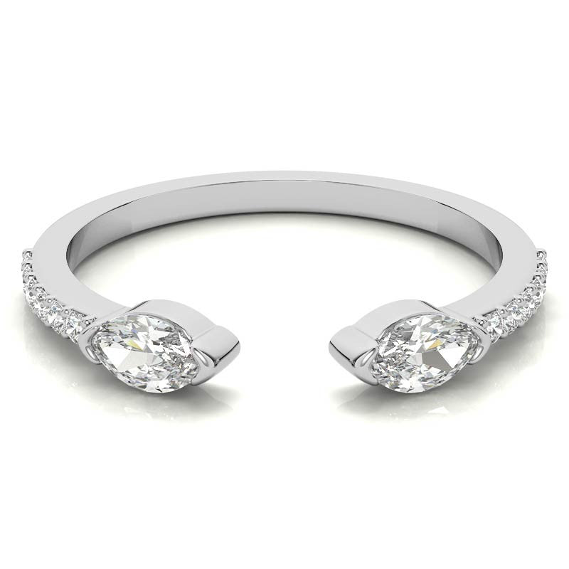 Round and Marquise Two-Stone Open Moissanite Ring