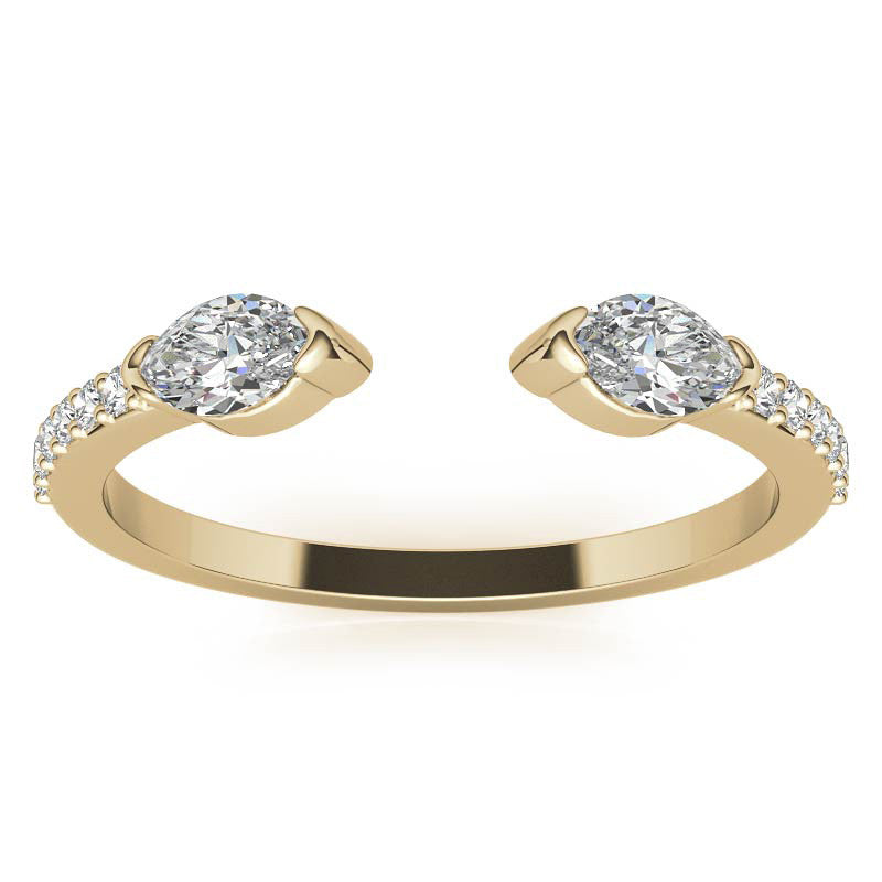 Round and Marquise Two-Stone Open Moissanite Ring