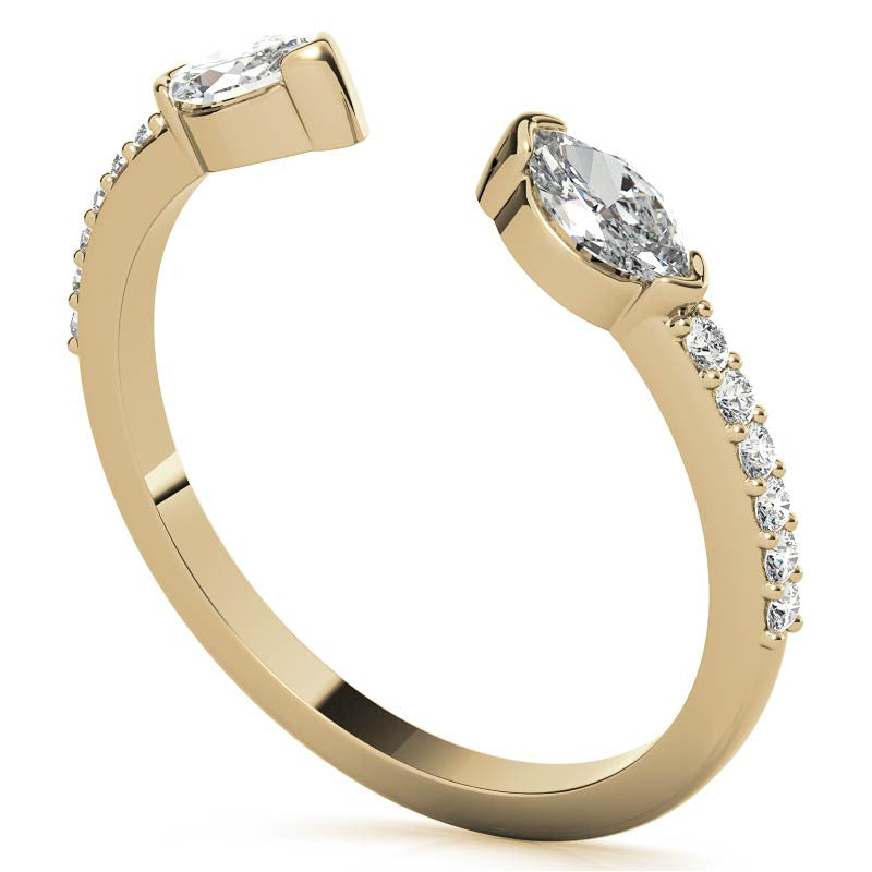 Round and Marquise Two-Stone Open Moissanite Ring