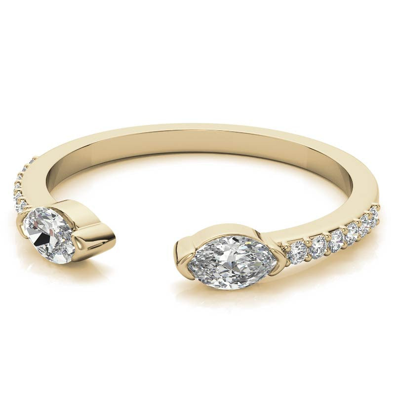 Round and Marquise Two-Stone Open Moissanite Ring