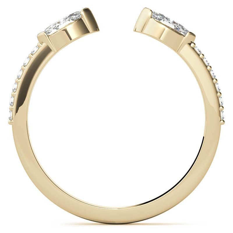 Round and Marquise Two-Stone Open Moissanite Ring