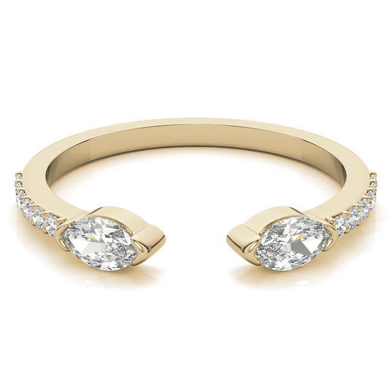 Round and Marquise Two-Stone Open Moissanite Ring