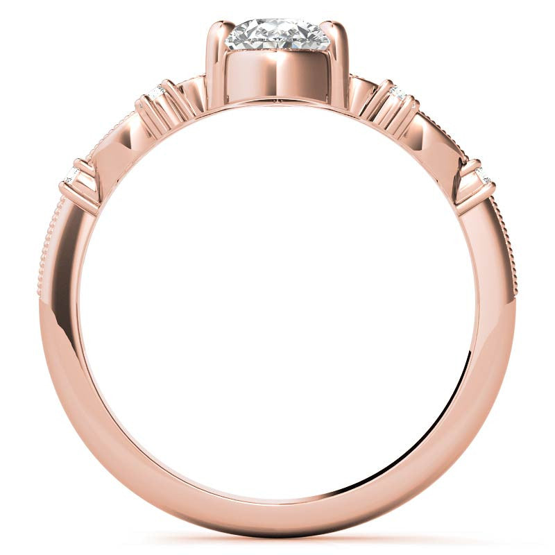Crown Inspired Chevon Shaped Pear Moissanite Engagement Ring