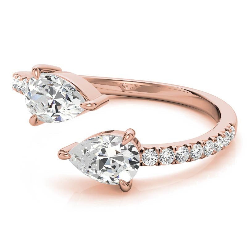 Pear Moissanite Two-Stone Open Moissanite Ring