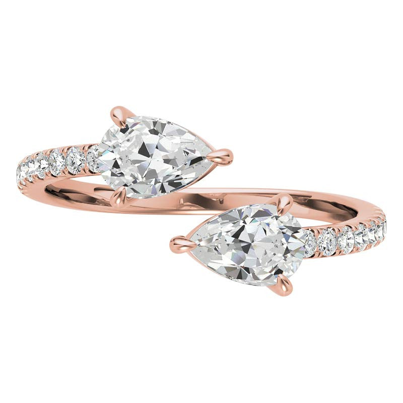 Pear Moissanite Two-Stone Open Moissanite Ring