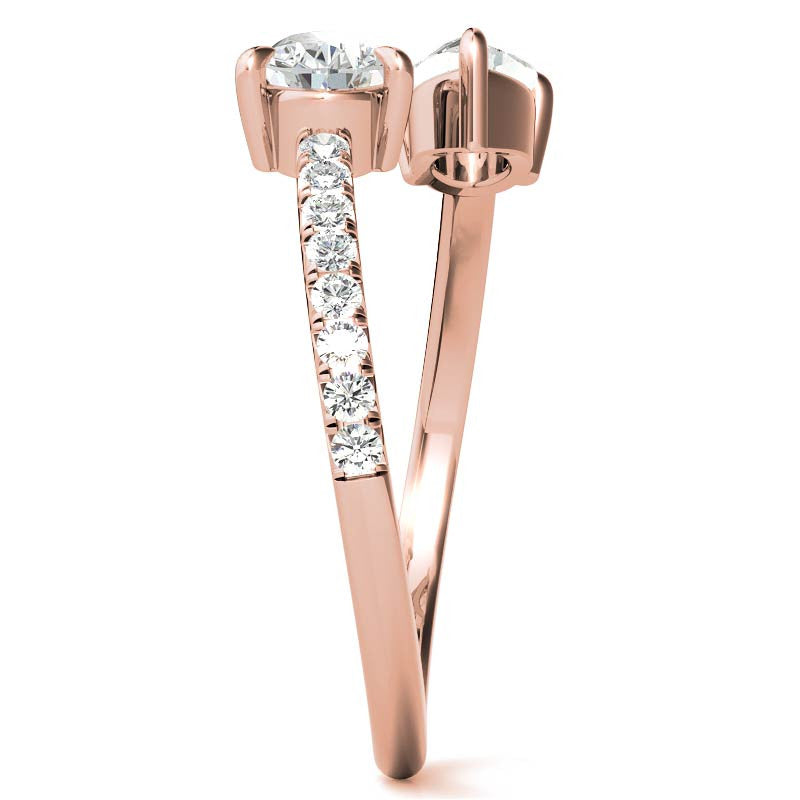 Pear Moissanite Two-Stone Open Moissanite Ring