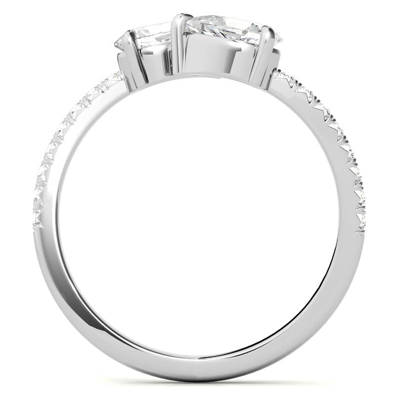 Pear Moissanite Two-Stone Open Moissanite Ring