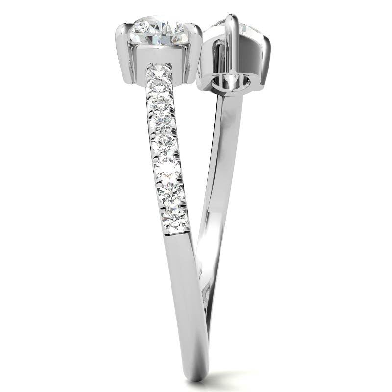 Pear Moissanite Two-Stone Open Moissanite Ring