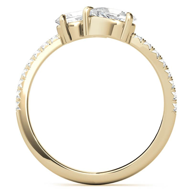 Pear Moissanite Two-Stone Open Moissanite Ring