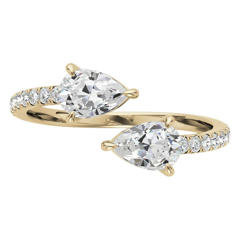 Pear Moissanite Two-Stone Open Moissanite Ring